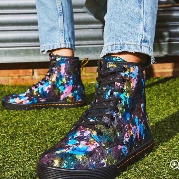 Dr. Martens Sheridan confetti suede black multi metallic casual lace-up boot 7 - Picture 1 of 8